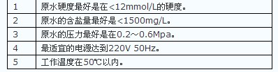 煤礦行業用軟化水設備相關技術指標